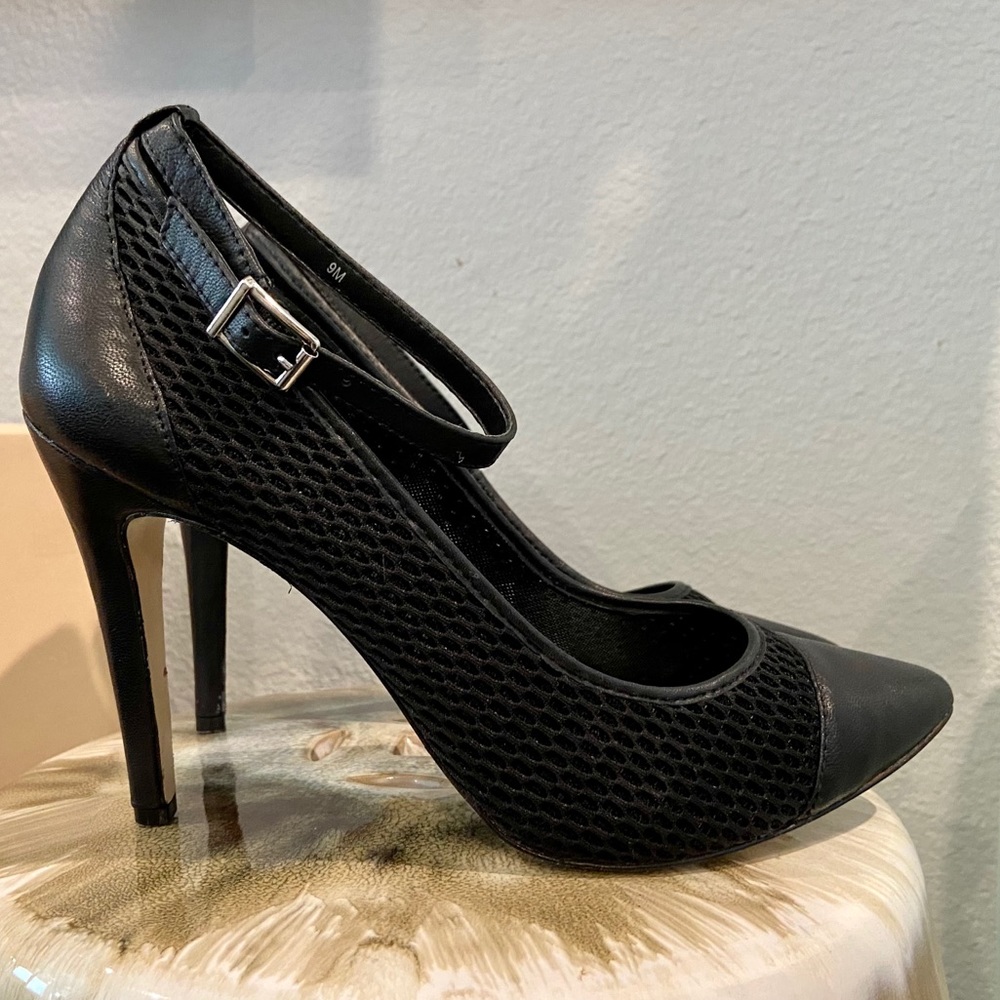 Black BCBG Cynthia Vinyl Pumps